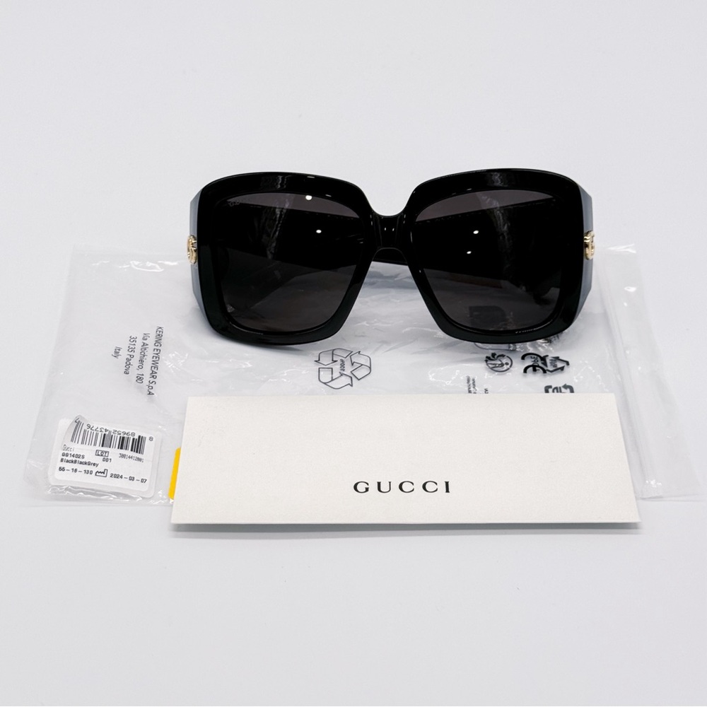NEW GUCCI GG1402S 001 OVERSIZED WOMEN BLACK SUNGLASSES GUCCI - Picture 13 of 14